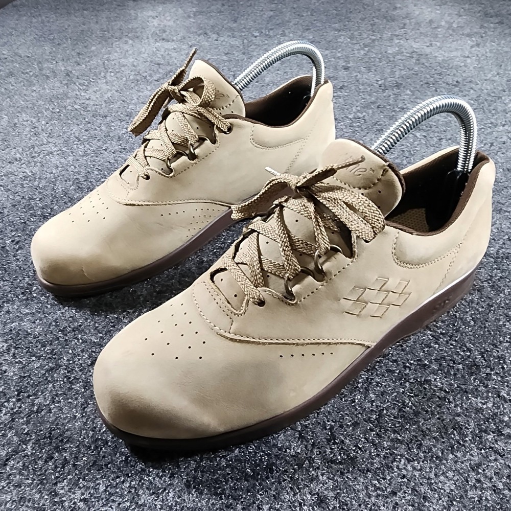 SAS Free Time Lace Up Walking Shoes Womens 8.5 Beige Nubuck Leather Comfort
